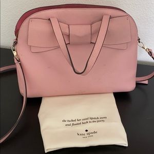 Pink Bow Kate Spade with suede interior pockets!